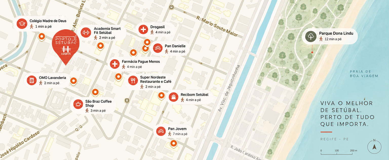 Mapa de localização do Porto Setúbal em Setúbal, Recife